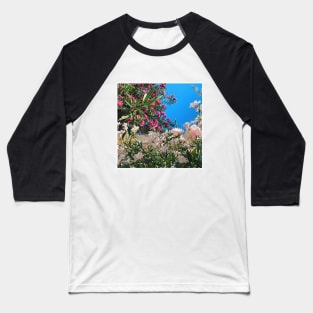 Pretty Pink Flowers Photography design with blue sky nature lovers Baseball T-Shirt